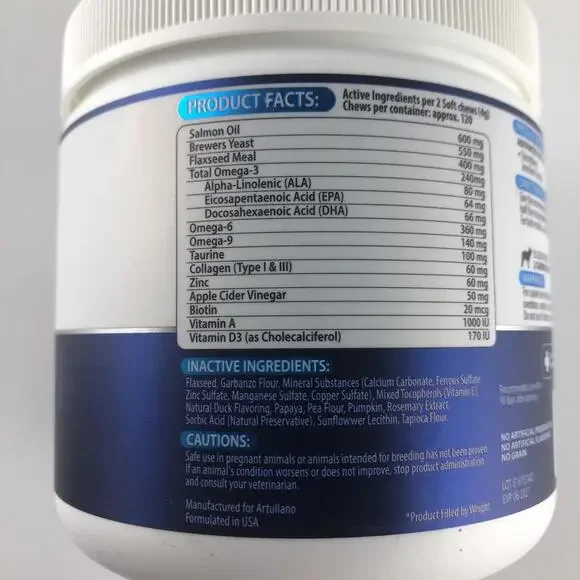 Omega 3 Fish Oil for Dogs - Dog Allergy Chews - Itch Relief & Skin (120 Treats) - Picture 2 of 3